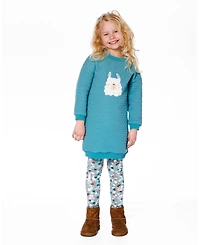 Deux par Girl Quilted Tunic Dress Turquoise Blue - Child