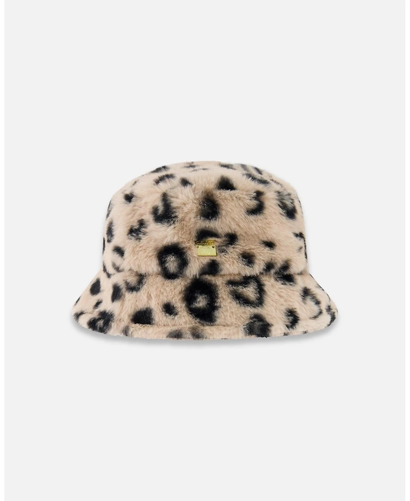 Deux par Girl Printed Fake Fur Bucket Hat - Toddler|Child