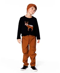 Deux par Baby Boy Twill Jogger Pants with Patch Pockets Brown