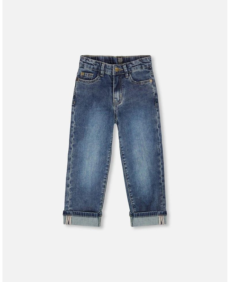 Deux par Toddler Boys Stretch Jeans Dark Blue with Rolled Cuffs - Toddler|Child