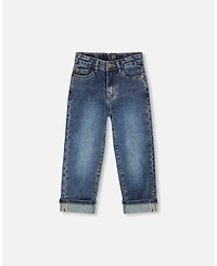 Deux par Toddler Boys Stretch Jeans Dark Blue with Rolled Cuffs - Toddler|Child