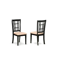 East West Furniture Pc Dining Table with Linen Chairs in Black and Cherry
