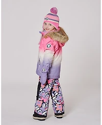 Deux par Girl Lined Peruvian Knit Pompom Hat Pink and Purple - Toddler|Child