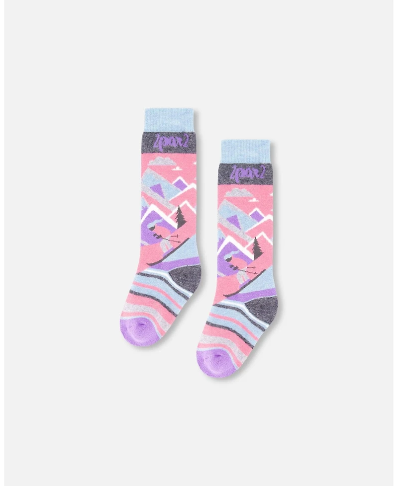 Deux par Girl Winter Ski Socks with Merino Wool Pink - Toddler|Child