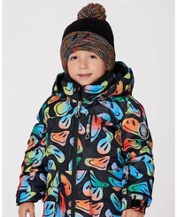 Deux par Boy Lined Knit Winter Hat with Pompom Black and Multicolor - Toddler|Child