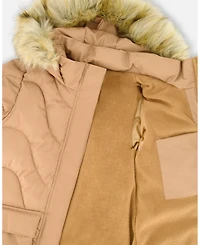 Deux par Girl Long Wavy Quilt Puffy Winter Coat Chanterelle