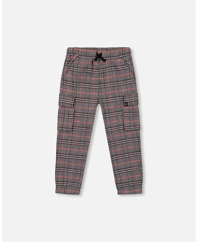 Deux par Baby Boy Plaid Cargo Pant Gray and Black