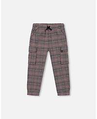 Deux par Baby Boy Plaid Cargo Pant Gray and Black