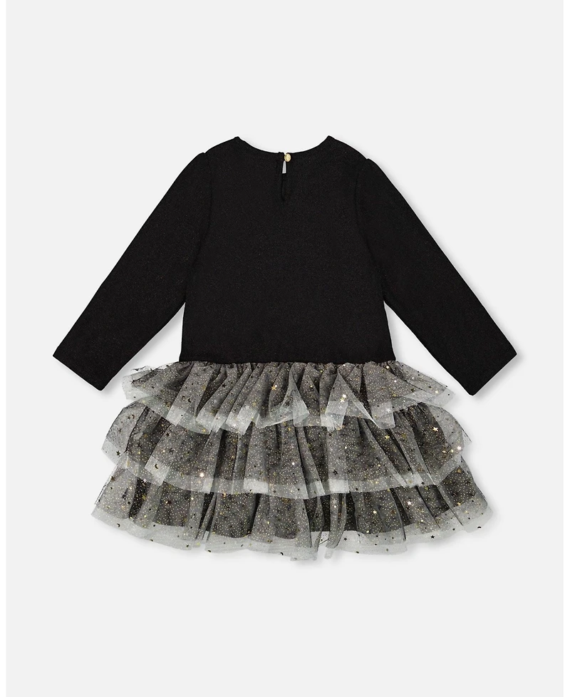 Deux par Big Girls Glittering Mesh Skirt Party Dress Black