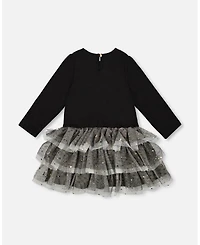 Deux par Big Girls Glittering Mesh Skirt Party Dress Black