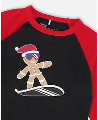 Deux par Boy Two-Piece Cotton Pajama Set Black Cookie Print