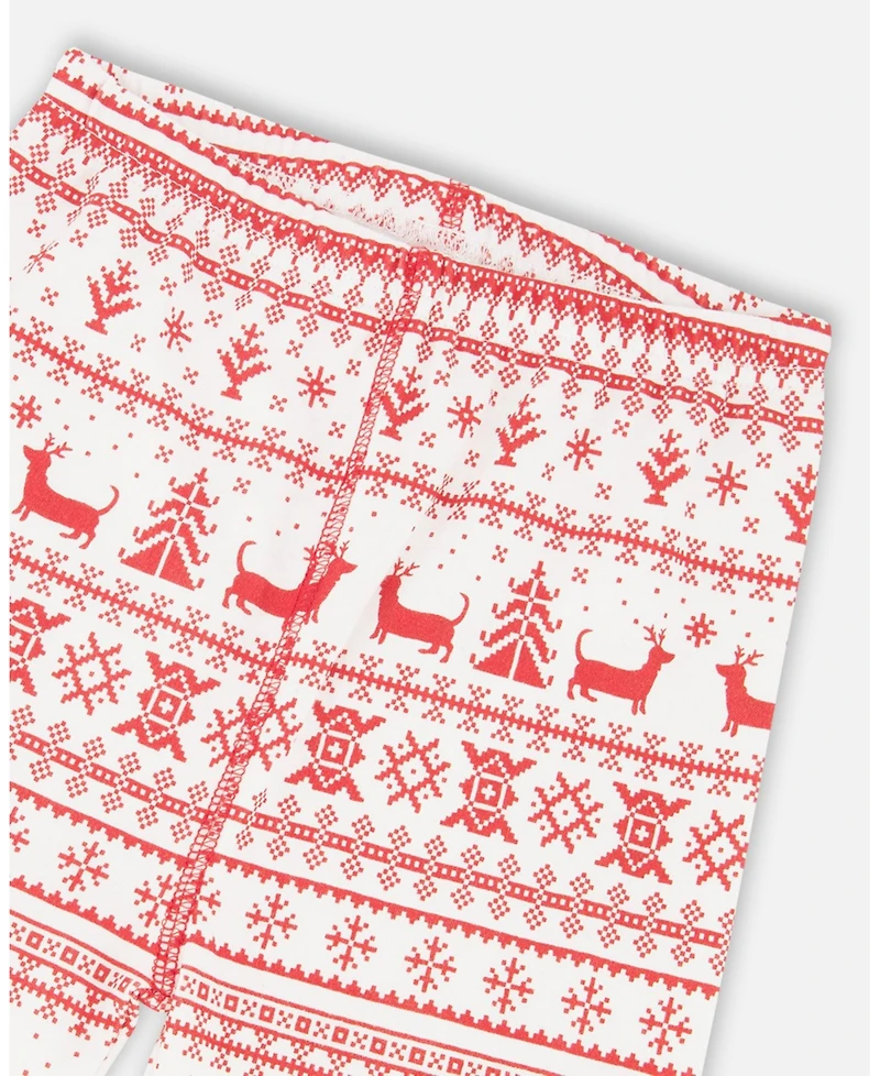 Deux par Baby Unisex Cotton Two-Piece Pajama Set Red and White Fairisle