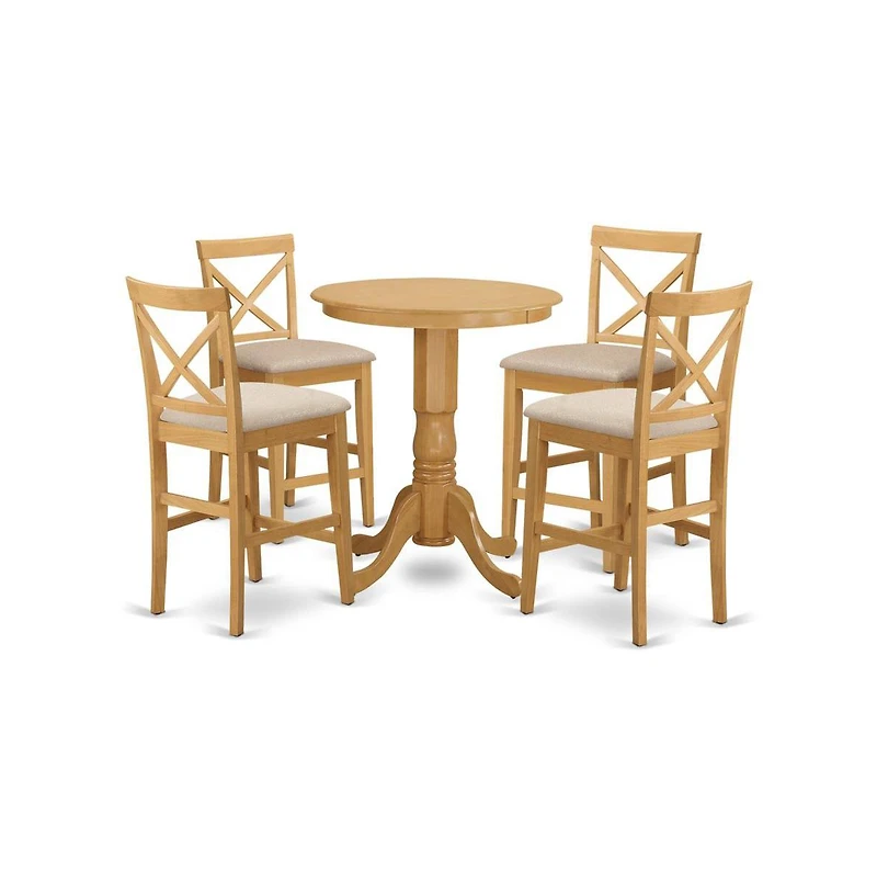 East West Furniture 5 Pc counter height pub set-pub Table and 4 counter height Chairs