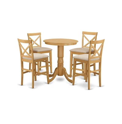 East West Furniture 5 Pc counter height pub set-pub Table and 4 counter height Chairs