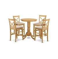 East West Furniture 5 Pc counter height pub set-pub Table and 4 counter height Chairs