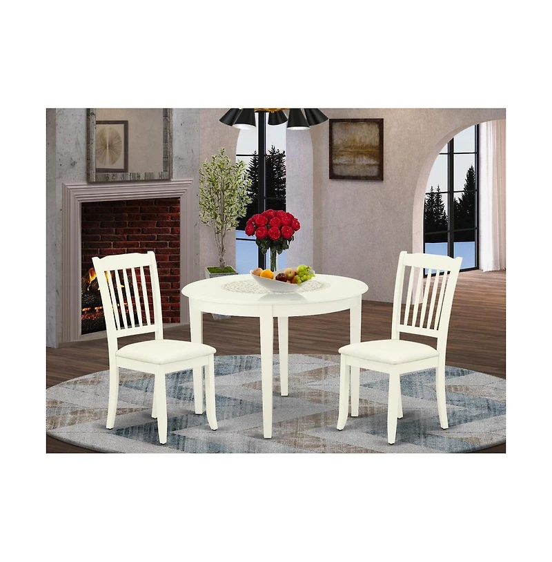East West Furniture Dining Room Set Linen White