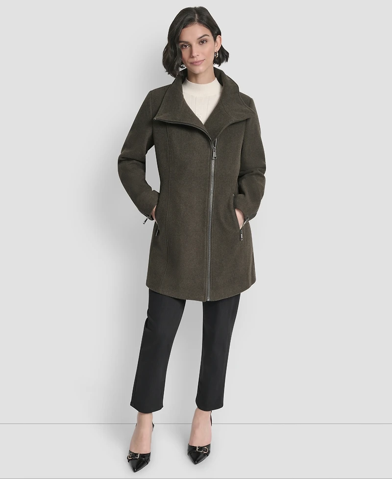 Dkny Women's Asymmetrical Zip Coat