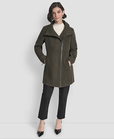 Dkny Women's Asymmetrical Zip Coat