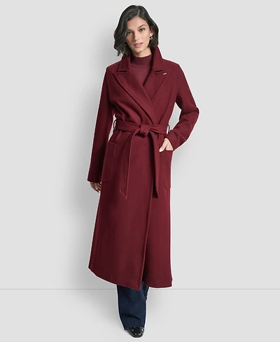 Dkny Women's Notch Collar Belted Wrap Coat