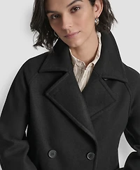 Dkny Petite Short Double Breasted Collared Coat