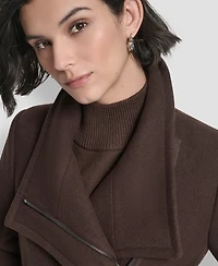 Dkny Women's Wing Collar Asymmetrical Wrap Coat
