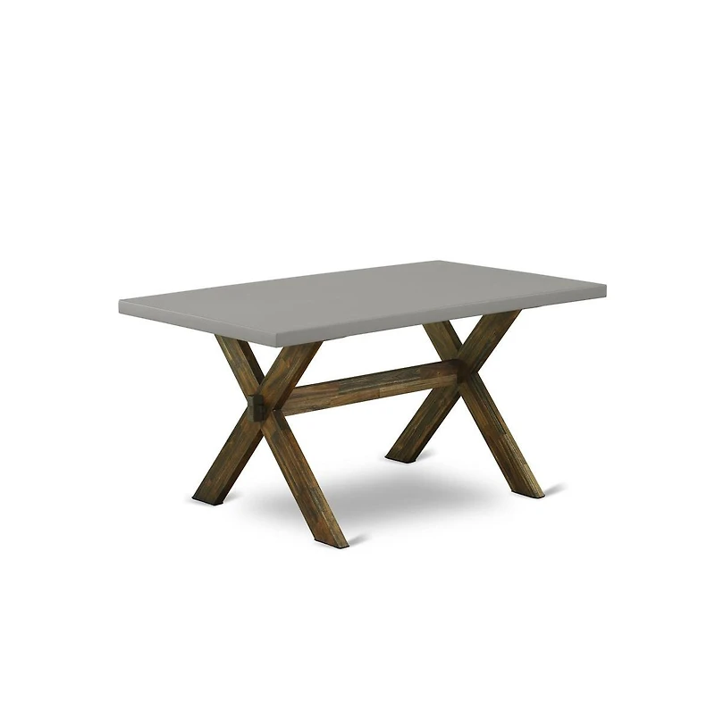 East West Furniture 5Pc Dining Table set Offers a Rectangle Table and 4 Parsons Dining Chairs with Blue Color Linen Fabric, Distressed Jacobean and Ce