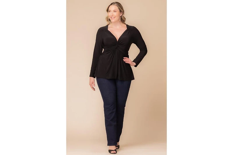 Kiyonna Women's Plus Abigail Long Sleeve Twist Top
