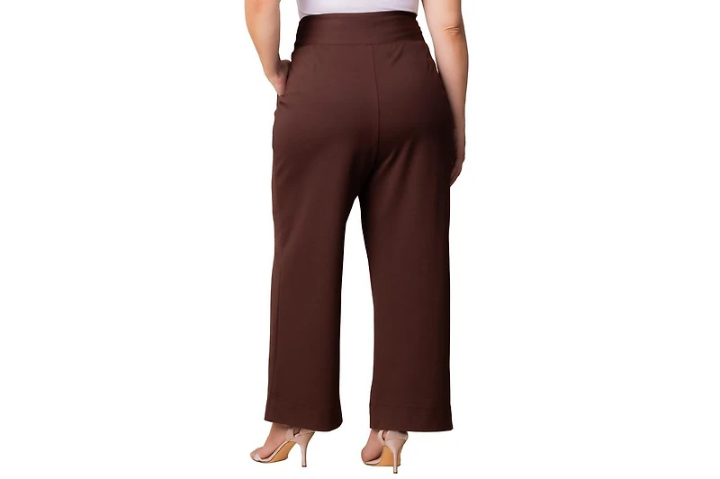 Kiyonna Women's Plus Polished Ponte Wide Leg Pants