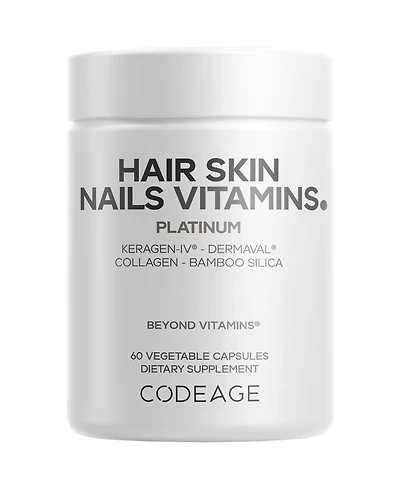 Codeage Hair Skin Nails Vitamins Platinum - KeraGEN-iv Keratin, Dermaval