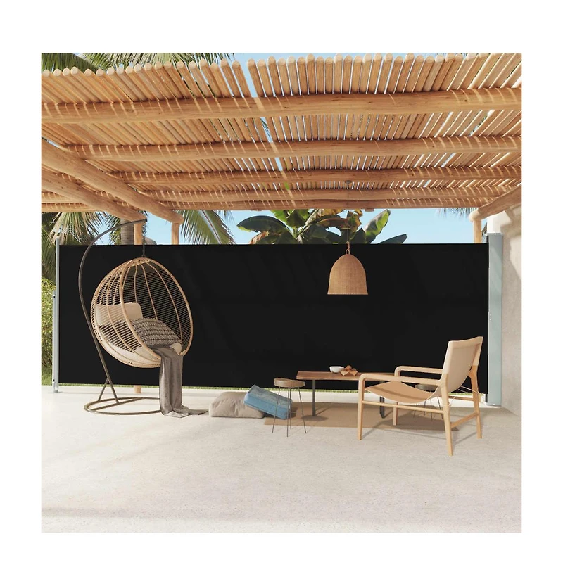 vidaXL Patio Retractable Side Awning 70.9"x236.2" Black