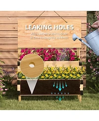 Outsunny 2 Tier Trellis Planter, Wooden Raised Garden Bed, Natural