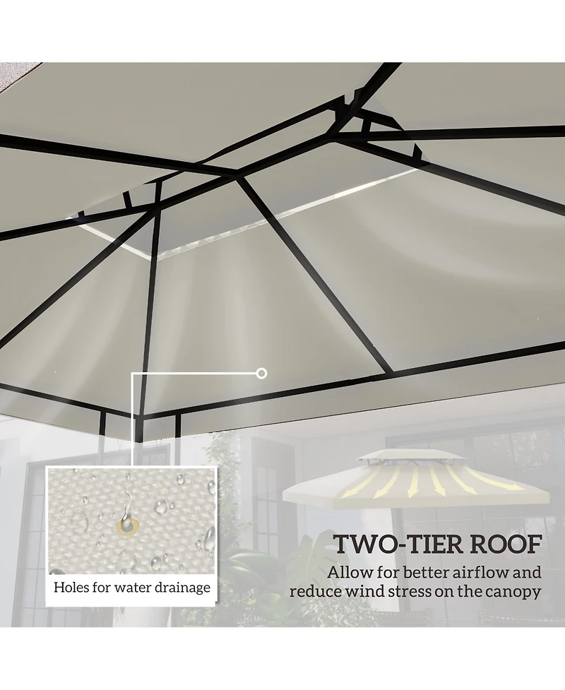 Outsunny 10' x 13' Gazebo Replacement Canopy for 84C-101,
