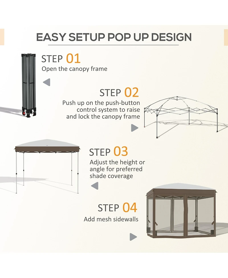 Outsunny Pop Up Canopy Tent with Netting and Bags, 10' x 10