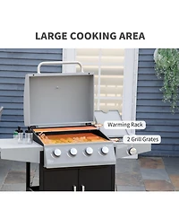 Outsunny 4 Burner Propane Gas Grill with Side Burner,