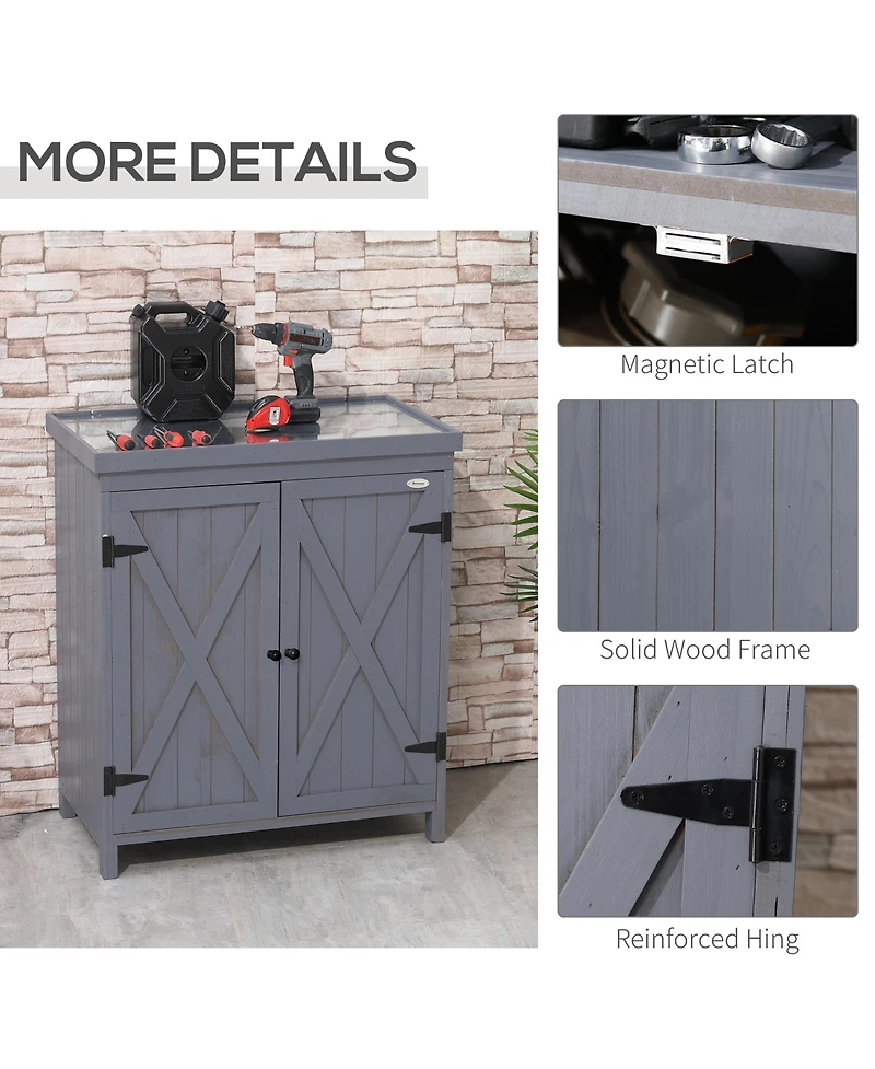 Outsunny Wooden 36.25 in x 31.5 in Garden Storage Tool Shed with Galvanized Top,