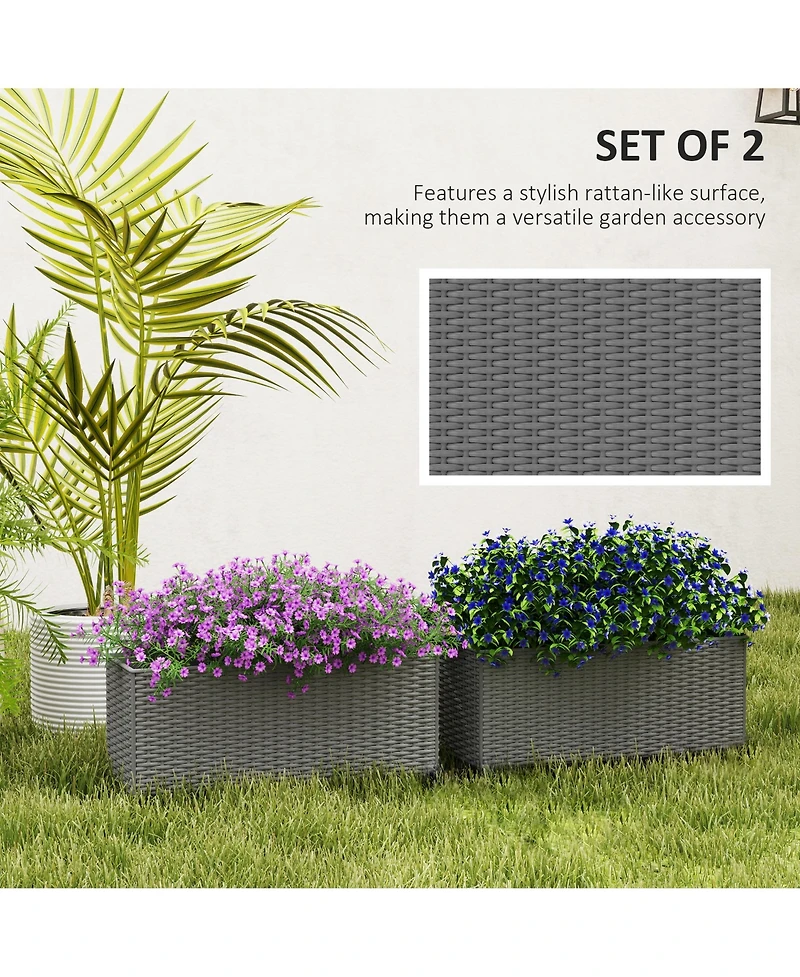 Outsunny Railing Planter Box (2 Pack, 20 Inch), Rat Look,