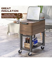 Outsunny Patio Cooler Cart with Bottle Opener 60 Qt. Rolling Ice Chest