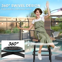 Outsunny Set of 2 Outdoor Swivel Bar Stools for Backyard Balcony Poolside