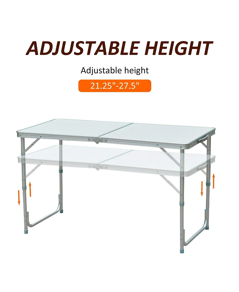 4FT Aluminum Adjustable Folding Camp Table with Mdf Top