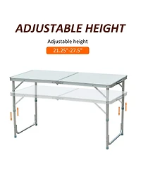 4FT Aluminum Adjustable Folding Camp Table with Mdf Top