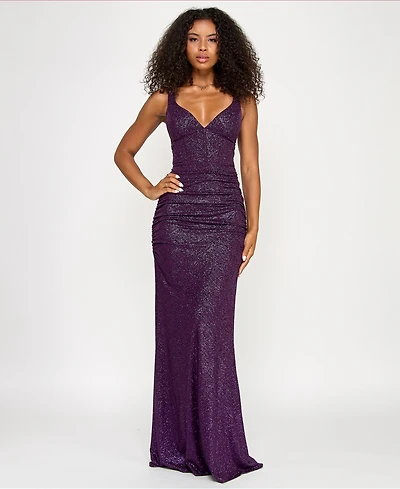 Emerald Sundae Juniors' Glitter Corset Mermaid Gown