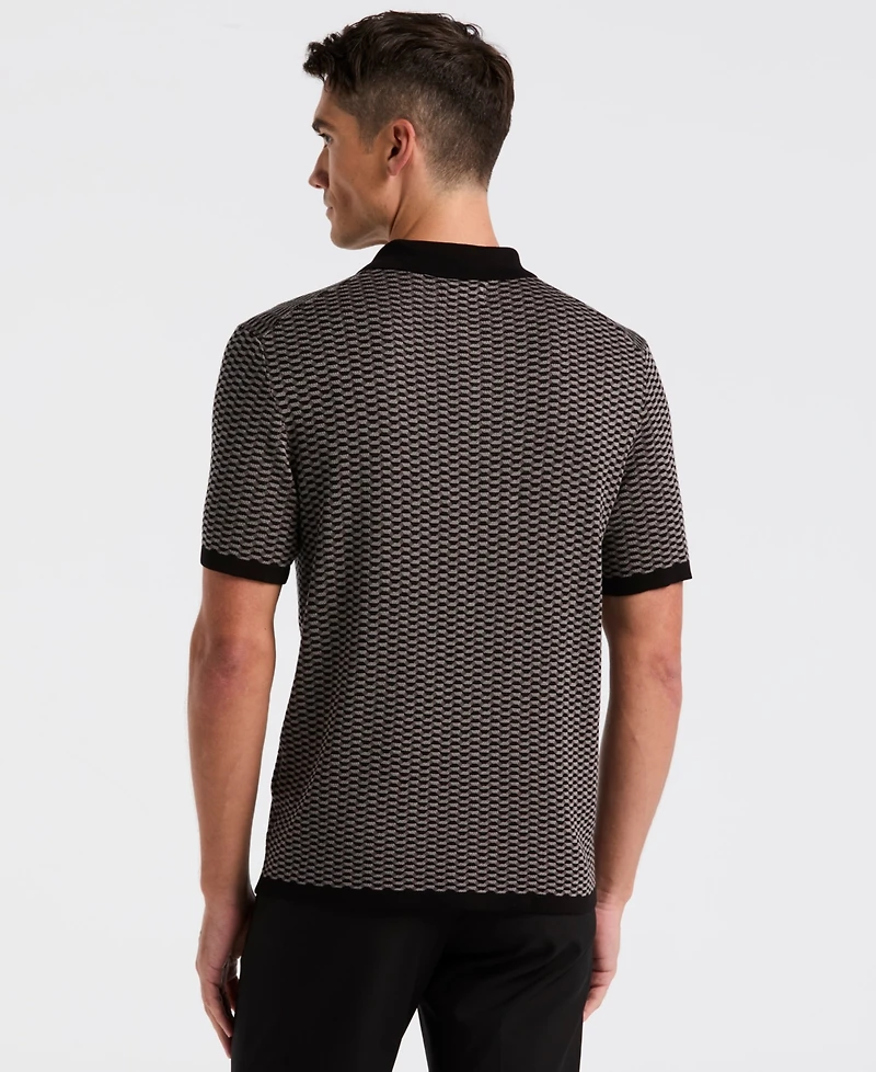 Perry Ellis Men's Tech Zip Short Sleeve Polo Sweater
