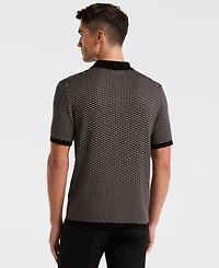 Perry Ellis Men's Tech Zip Short Sleeve Polo Sweater
