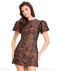 Dress the Population Women's Elsie Puff-Sleeve Mini