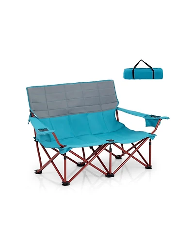 Akiudex oversized camping chair folding loveseat camping couch with cup holders & thick padding