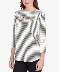 Ruby Rd. Petite Holiday Dogs Striped Knit Top