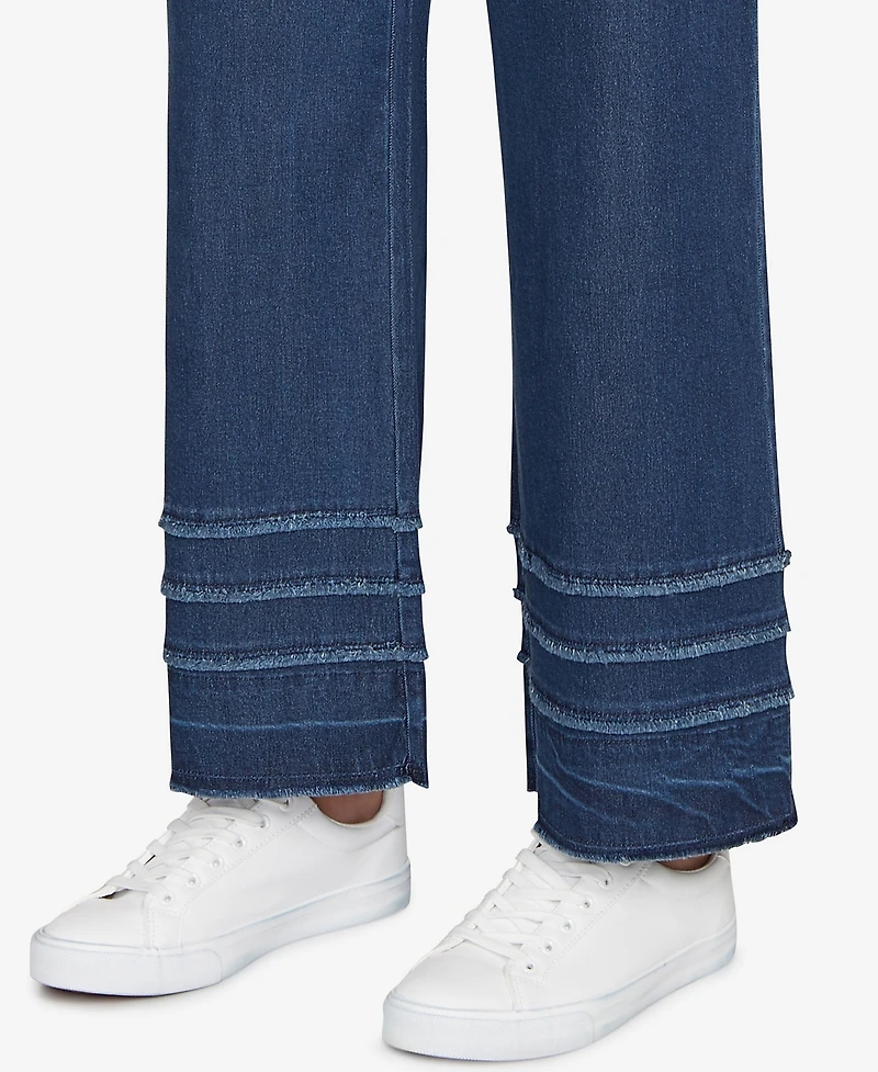 Ruby Rd. Petite Stretch Fringe Pull On Ankle Jeans