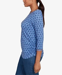 Ruby Rd. Petite Stripe Tipped Monotone Textured Top