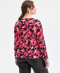 I.n.c. International Concepts Plus Zip-Front Long-Sleeve Top, Macy's Exclusive
