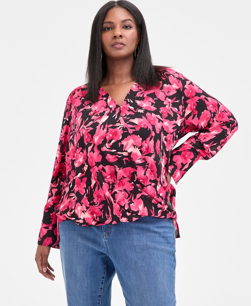 I.n.c. International Concepts Plus Surplice-Neck Blouse, Macy's Exclusive